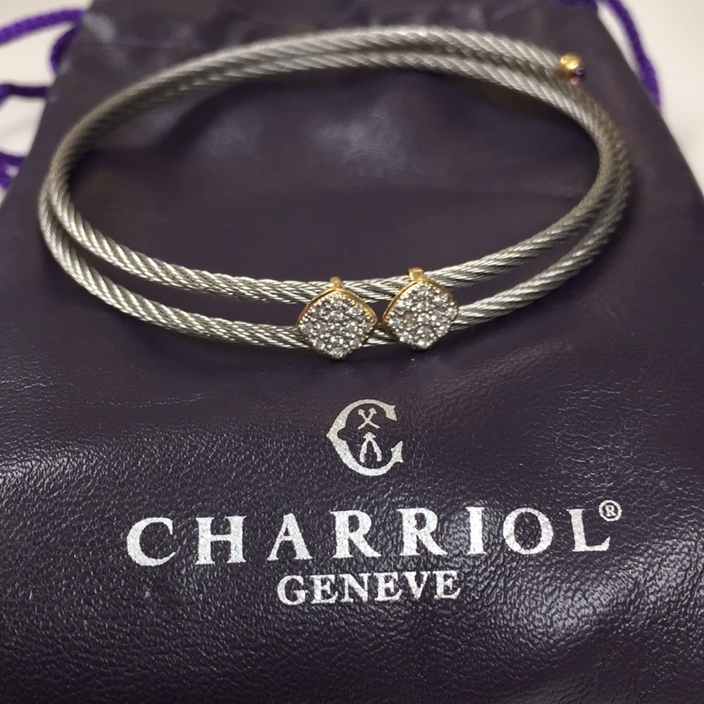 Charriol Cable 18K Gold Diamond Station Bracelet - Picture 3 of 8